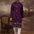 Men purple silk blend solid embroidered straight kurta