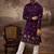 Men purple silk blend solid embroidered straight kurta