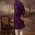Men purple silk blend solid embroidered straight kurta