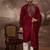 Men maroon silk blend embroidered straight kurta trouser with dupatta