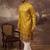 Men yellow silk blend solid embroidered straight kurta