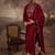 Men maroon silk blend embroidered straight kurta trouser with dupatta