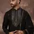 Men black silk blend embroidered straight kurta trouser with dupatta