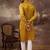 Men yellow silk blend solid embroidered straight kurta