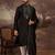 Men black silk blend embroidered straight kurta trouser with dupatta