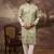 Men green silk blend solid embroidered straight kurta
