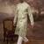 Men green silk blend solid embroidered straight kurta