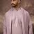 Men lavender silk blend solid embroidered straight kurta with dupatta