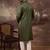 Men green silk blend solid embroidered straight kurta