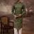 Men green silk blend solid embroidered straight kurta