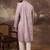 Men lavender silk blend solid embroidered straight kurta with dupatta