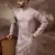 Men lavender silk blend solid embroidered straight kurta