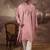 Men pink silk blend solid embroidered straight kurta with dupatta