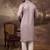 Men lavender silk blend solid embroidered straight kurta