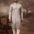 Men grey silk blend solid embroidered straight kurta