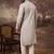 Men grey silk blend solid embroidered straight kurta