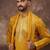 Men yellow silk blend solid embroidered straight kurta with dupatta