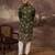 Men green silk blend solid embroidered straight kurta