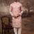 Men peach silk blend solid embroidered straight kurta