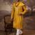 Men yellow silk blend solid embroidered straight kurta with dupatta