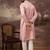 Men peach silk blend solid embroidered straight kurta