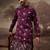 Men purple silk blend solid embroidered straight kurta