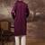 Men purple silk blend solid embroidered straight kurta