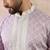 Men lavender silk blend embroidered mandarin collar straight kurta