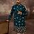 Men blue silk blend solid embroidered straight kurta