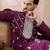 Men purple silk blend embroidered mandarin collar straight kurta