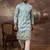 Men blue silk blend solid embroidered straight kurta