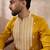 Men yellow silk blend embroidered mandarin collar straight kurta