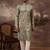 Men green silk blend solid embroidered straight kurta
