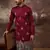 Men maroon silk blend solid embroidered straight kurta