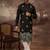 Men black silk blend solid embroidered straight kurta