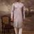 Men lavender silk blend solid embroidered straight kurta
