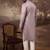 Men lavender silk blend solid embroidered straight kurta