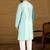 Men blue silk blend solid woven design straight kurta