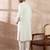 Men white silk blend embroidered mandarin collar straight kurta