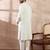 Men white silk blend embroidered mandarin collar straight kurta