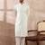 Men white silk blend embroidered mandarin collar straight kurta