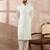 Men white silk blend embroidered mandarin collar straight kurta