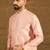 Men peach polyester solid embroidered straight kurta