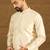 Men off white silk blend solid woven design straight kurta