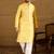 Men yellow polyester solid embroidered straight kurta