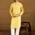 Men yellow polyester solid embroidered straight kurta