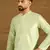 Men green silk blend solid woven design straight kurta