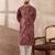 Men red silk blend printed mandarin collar straight kurta
