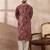 Men red silk blend printed mandarin collar straight kurta