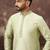 Men green silk blend solid woven design straight kurta